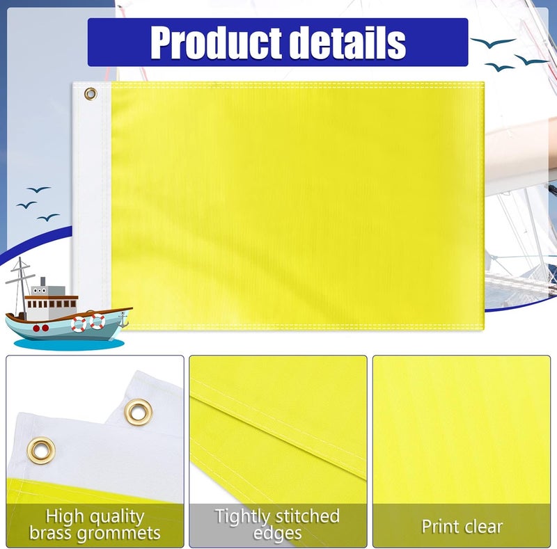 Boyiee 2 Pcs Yellow Quarantine Flag Blank Nautical Quarantine Message Flags Solid Color Nylon Boat Flag for Marine Sailing Port Entry, 12" x 18" - Image 4